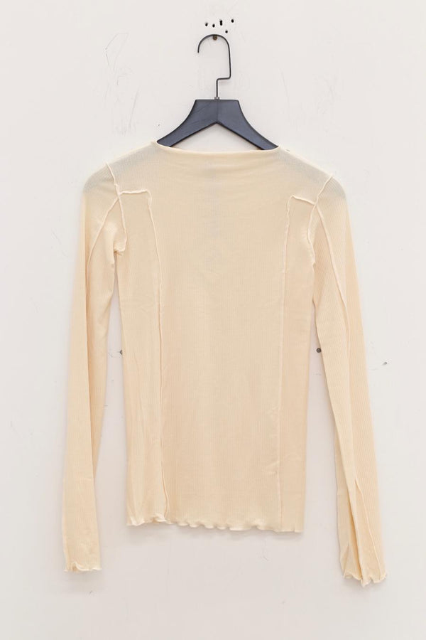 BASERANGE Long Sleeve T-Shirt TTML Collection Ribbed Cotton Portugal BAS-TTML-RB-000-MIBAI Off-White